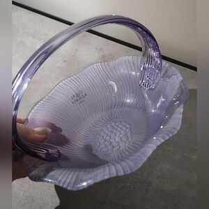 🌟 Laslo Mikasa Japana Vintage Lavender Glass Candy Dish Bride's Basket Purple
